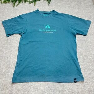Pull&Bear Mens Graphic T-Shirt Teal Blue Green Review Your Ideals Small EUC